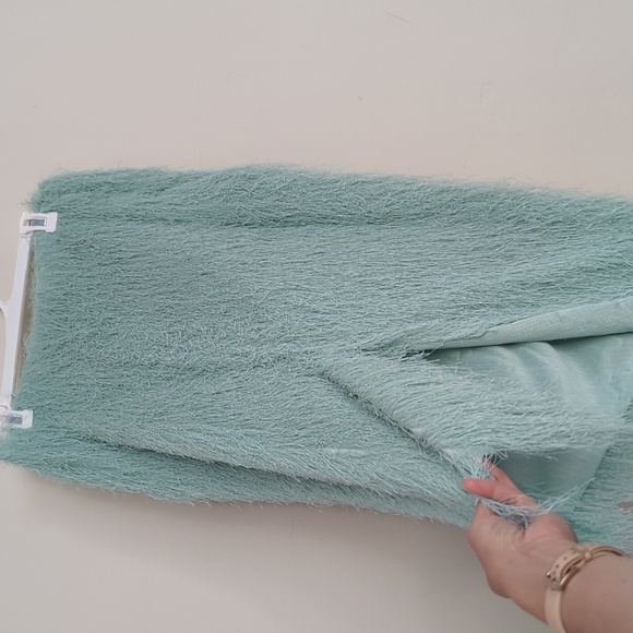 Zara Fringed Midi Skirt pencil straight Sea Green M NWT - Picture 6 of 9